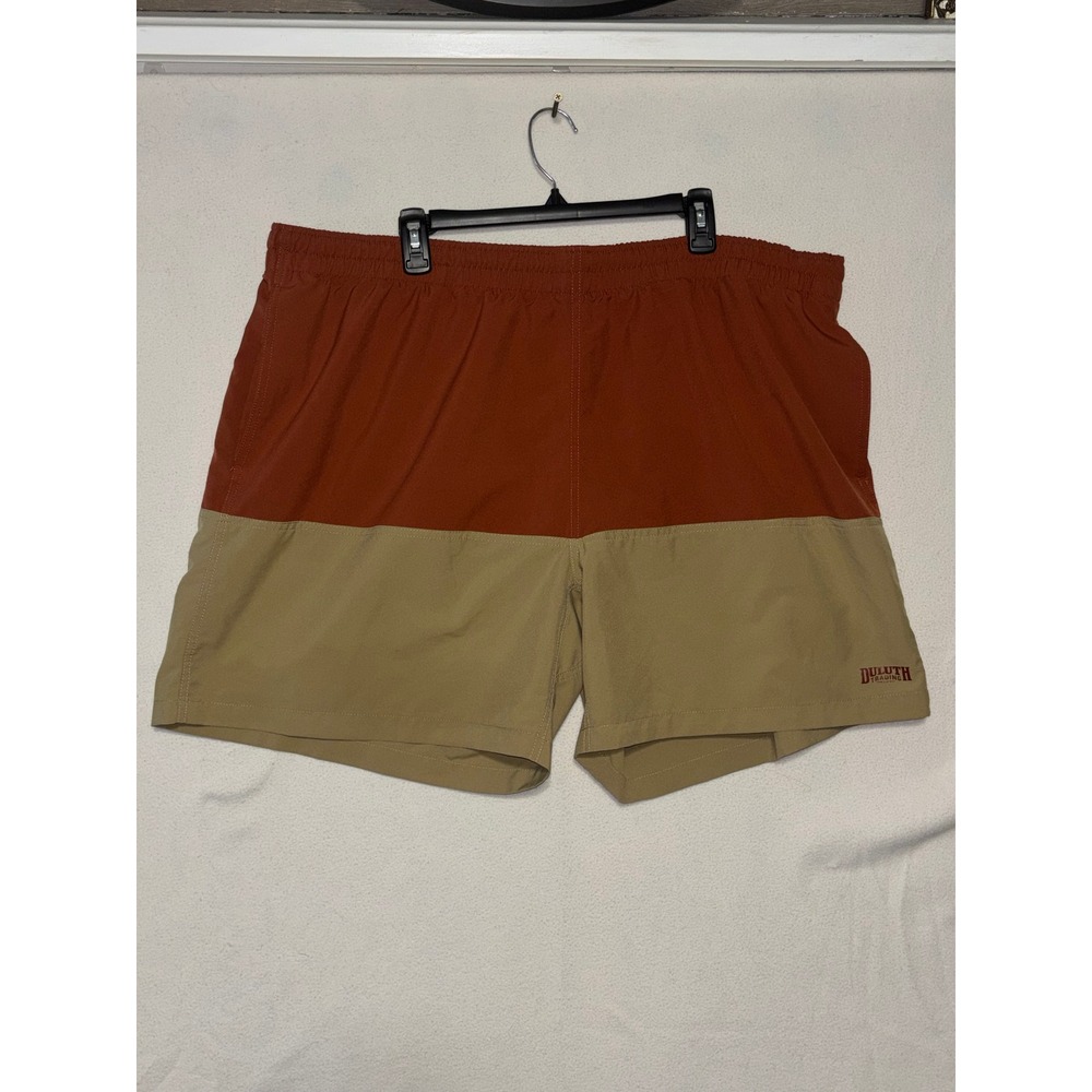 Swim Trunks Duluth Trading Co Mens Color Block Shorts Orange Tan Big and Tall